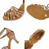 Dance Shoes | Women’s Latin Shoes Beading Rhinestone Flare Heel Satin Indoor Color Block Dance Shoes Brown – Womens