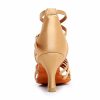 Dance Shoes | Women’s Latin Shoes Buckle Flare Heel Satin Indoor Dance Shoes Bronze – Womens