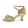 Dance Shoes | Women’s Latin Shoes Buckle High Heel PU Leather Indoor Solid Color Dance Shoes Gold – Womens