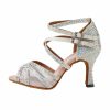 Dance Shoes | Women’s Latin Shoes Buckle Rhinestone Flare Heel Glitter Indoor Color Block Dance Shoes Gold – Womens