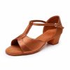 Dance Shoes | Women’s Latin Shoes Chunky Heel Satin Indoor Solid Color Dance Shoes Dark Brown – Womens