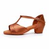 Dance Shoes | Women’s Latin Shoes Chunky Heel Satin Indoor Solid Color Dance Shoes Dark Brown – Womens