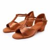 Dance Shoes | Women’s Latin Shoes Chunky Heel Satin Indoor Solid Color Dance Shoes Dark Brown – Womens