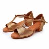 Dance Shoes | Women’s Latin Shoes Chunky Heel Satin Indoor Solid Color Dance Shoes Dark Brown – Womens