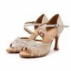 Dance Shoes | Women’s Latin Shoes Flare Heel Faux Leather Indoor Solid Color Dance Shoes Champagne – Womens