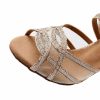 Dance Shoes | Women’s Latin Shoes Flare Heel Faux Leather Indoor Solid Color Dance Shoes Champagne – Womens