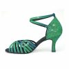 Dance Shoes | Women’s Latin Shoes Flare Heel Glitter Indoor Dance Shoes Green – Womens