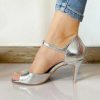 Dance Shoes | Women’s Latin Shoes High Heel Faux Leather Indoor Solid Color Dance Shoes Silver – Womens