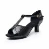 Dance Shoes | Women’s Latin Shoes High Heel Glitter Faux Leather Indoor Solid Color Dance Shoes Black – Womens