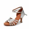 Dance Shoes | Women’s Latin Shoes High Heel Leatherette Indoor Solid Color Dance Shoes Silver – Womens