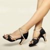 Dance Shoes | Women’s Latin Shoes High Heel Satin Faux Leather Indoor Color Block Dance Shoes Black – Womens