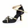 Dance Shoes | Women’s Latin Shoes High Heel Satin Faux Leather Indoor Color Block Dance Shoes Black – Womens