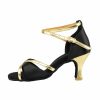 Dance Shoes | Women’s Latin Shoes High Heel Satin Indoor Color Block Dance Shoes Black – Womens