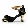 Dance Shoes | Women’s Latin Shoes High Heel Satin Indoor Color Block Dance Shoes Gold – Womens