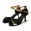 Dance Shoes | Women’s Latin Shoes High Heel Satin Indoor Color Block Dance Shoes Gold – Womens