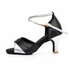 Dance Shoes | Women’s Latin Shoes High Heel Satin Indoor Color Block Dance Shoes Gold – Womens