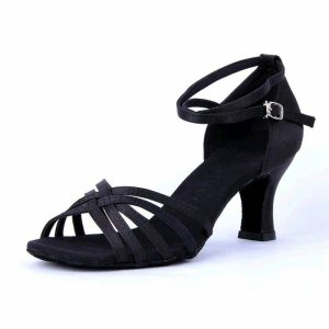 Dance Shoes | Women’s Latin Shoes High Heel Satin Indoor Solid Color Dance Shoes Black – Womens