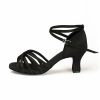 Dance Shoes | Women’s Latin Shoes High Heel Satin Indoor Solid Color Dance Shoes Black – Womens