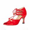 Dance Shoes | Women’s Latin Shoes High Heel Satin Indoor Solid Color Dance Shoes Red – Womens