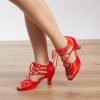 Dance Shoes | Women’s Latin Shoes High Heel Satin Indoor Solid Color Dance Shoes Red – Womens