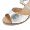 Dance Shoes | Women’s Latin Shoes Hollow-out Flare Heel PU Leather Indoor Solid Color Dance Shoes Silver – Womens