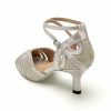 Dance Shoes | Women’s Latin Shoes Hollow-out High Heel PU Leather Indoor Color Block Dance Shoes Champagne – Womens