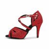 Dance Shoes | Women’s Latin Shoes Hollow-out Rhinestone High Heel Glitter Indoor Solid Color Dance Shoes Red – Womens