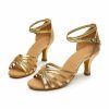 Dance Shoes | Women’s Latin Shoes Leatherette Indoor Solid Color Dance Shoes Gold – Womens