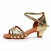 Dance Shoes | Women’s Latin Shoes Low Heel Faux Leather Indoor Solid Color Dance Shoes Gold – Womens