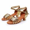 Dance Shoes | Women’s Latin Shoes Low Heel Faux Leather Indoor Solid Color Dance Shoes Gold – Womens