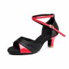 Dance Shoes | Women’s Latin Shoes Low Heel Satin Faux Leather Indoor Color Block Dance Shoes Silver – Womens