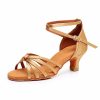 Dance Shoes | Women’s Latin Shoes Low Heel Satin Indoor Solid Color Dance Shoes Dark Brown – Womens