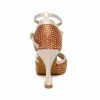 Dance Shoes | Women’s Latin Shoes Rhinestone Flare Heel Satin Indoor Color Block Dance Shoes Nude – Womens