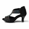 Dance Shoes | Women’s Latin Shoes Rhinestone Flare Heel Satin Indoor Dance Shoes Silver – Womens