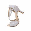 Dance Shoes | Women’s Latin Shoes Rhinestone Flare Heel Satin Indoor Solid Color Dance Shoes Silver – Womens