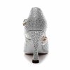 Dance Shoes | Women’s Latin Shoes Rhinestone High Heel Faux Leather Indoor Dance Shoes Silver – Womens