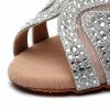 Dance Shoes | Women’s Latin Shoes Rhinestone High Heel Faux Leather Indoor Dance Shoes Silver – Womens