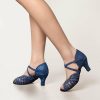 Dance Shoes | Women’s Latin Shoes Rhinestone High Heel Glitter Indoor Dance Shoes Blue – Womens