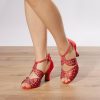 Dance Shoes | Women’s Latin Shoes Rhinestone High Heel Satin Indoor Solid Color Dance Shoes Red – Womens