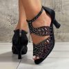 Dance Shoes | Women’s Latin Shoes Rhinestone Leather Indoor Dance Shoes Black – Womens