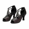 Dance Shoes | Women’s Latin Shoes Rhinestone Leather Indoor Dance Shoes Black – Womens