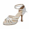 Dance Shoes | Women’s Latin Shoes Rhinestone Platform Flare Heel Satin Indoor Dance Shoes Brown – Womens