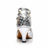 Dance Shoes | Women’s Latin Shoes Ruched High Heel Leather Indoor Dance Shoes Silver – Womens