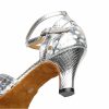 Dance Shoes | Women’s Latin Shoes Ruched High Heel Leather Indoor Dance Shoes Silver – Womens