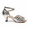 Dance Shoes | Women’s Latin Shoes Ruched High Heel Leather Indoor Dance Shoes Silver – Womens