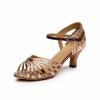 Dance Shoes | Women’s Latin Shoes Ruched Leatherette Satin Indoor Dance Shoes Gold – Womens