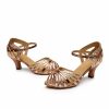 Dance Shoes | Women’s Latin Shoes Ruched Leatherette Satin Indoor Dance Shoes Gold – Womens