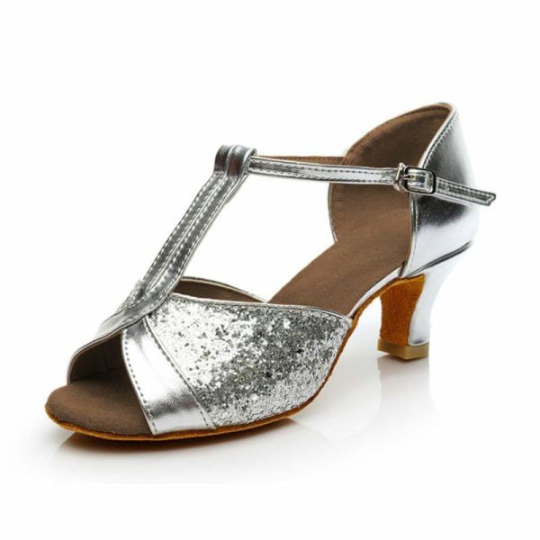 Dance Shoes | Women’s Latin Shoes Sequin Glitter Indoor Dance Shoes Silver – Womens