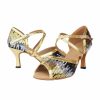 Dance Shoes | Women’s Latin Shoes Sequin High Heel Glitter Faux Leather Indoor Color Block Dance Shoes Gold – Womens