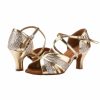 Dance Shoes | Women’s Latin Shoes Sequin High Heel PU Leather Sparkling Glitter Indoor Color Block Dance Shoes Gold – Womens